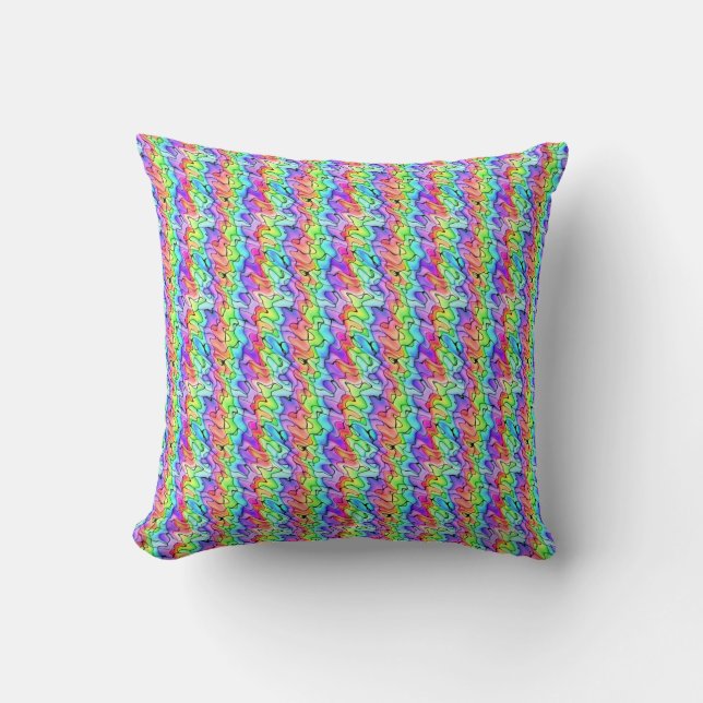 Colourful Pen and Watercolor Throw Pillow (Front)