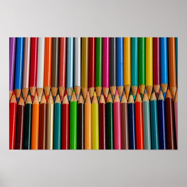 Colourful pencil crayons print poster (Front)
