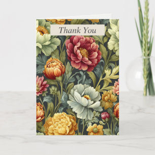 Colourful Pencil Drawn Flowers Thank You Card