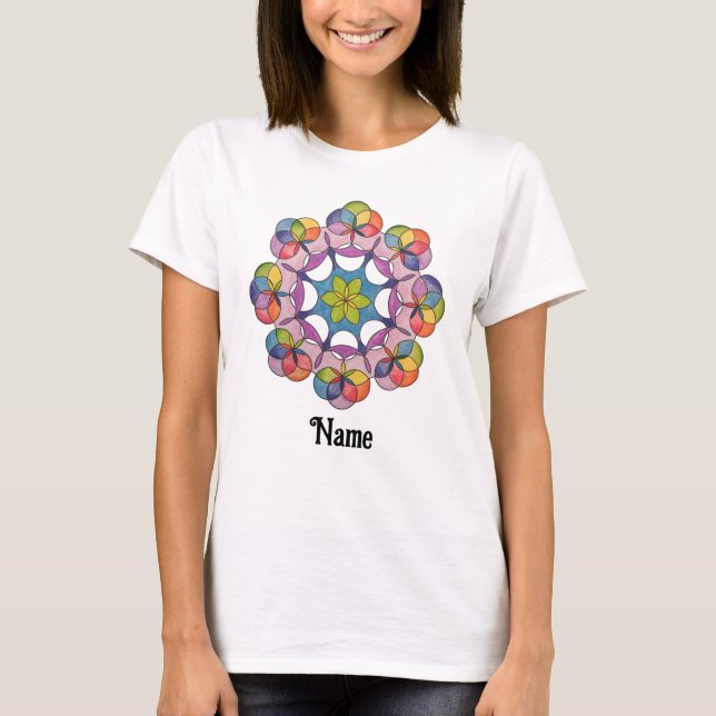 Colourful Pencil Drawn Geometric Mandala Customize T-Shirt (Front)