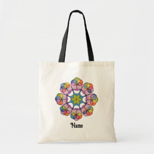 Colourful Pencil Drawn Geometric Mandala Customize Tote Bag