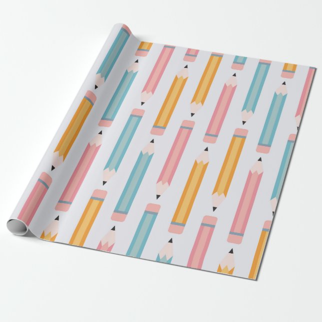Colourful Pencil Pattern Wrapping Paper (Unrolled)