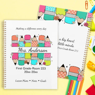 Colourful Pencil Teacher Name Classroom Planner