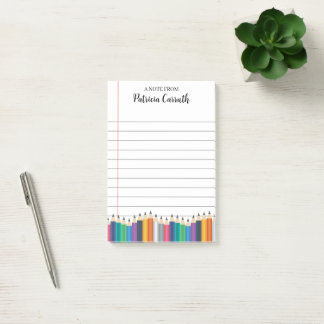 Colourful Pencils Lined Paper Teacher School Post-it Notes