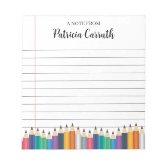 Colourful Pencils Name Teacher School Notepad