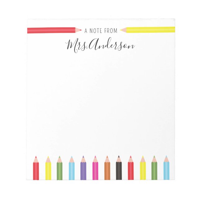Colourful Pencils Note from the Teacher (Front)