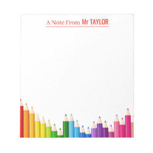 Colourful Pencils Personalized Teacher Notepad