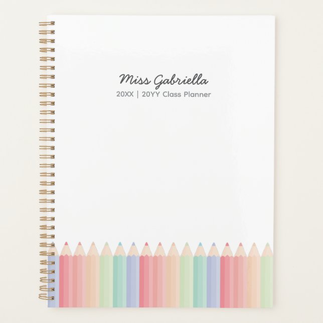 Colourful Pencils Personalized Teacher Year Planne Planner (Front)