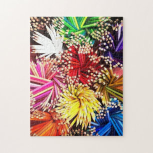 Colourful Pencils Purple Blue Yellow Green Red Pin Jigsaw Puzzle