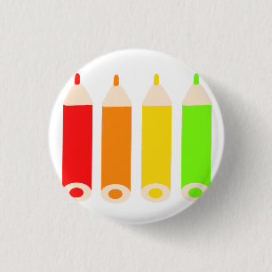 Colourful Pencils Stationery Gift 1 Inch Round Button