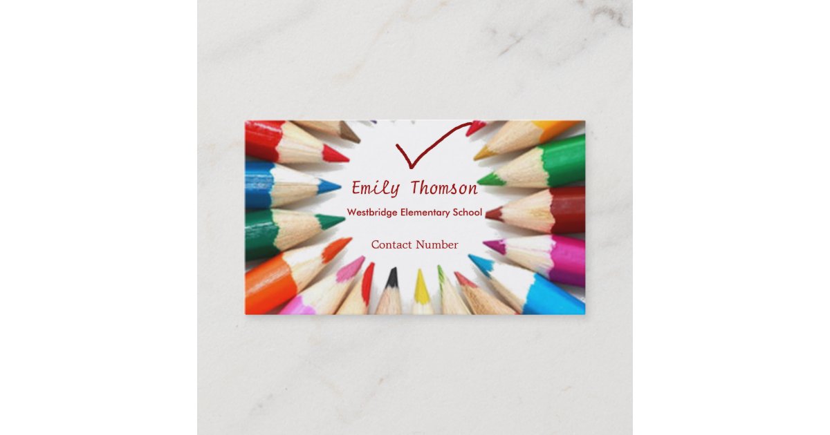 Colourful Pencils Teachers Business Card Zazzle