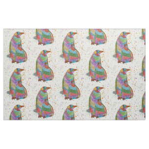 Colourful Penguin and Baby Chick Fabric