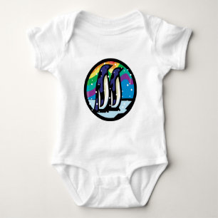 colourful penguin circle design baby bodysuit