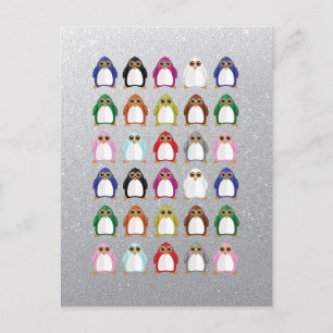 Colourful Penguin Pattern – Fun Rainbow Animal Postcard