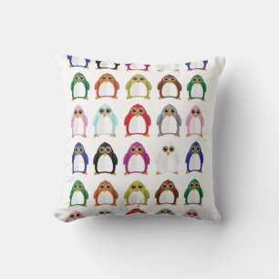 Colourful Penguin Pattern – Modern Rainbow Animal Throw Pillow
