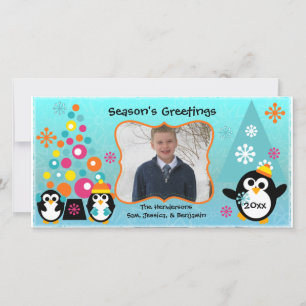 Colourful Penguins Holiday Greetings Photo Card