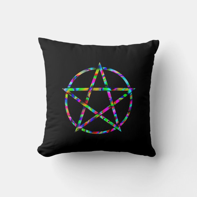Colourful Pentagram Throw Pillow (Front)
