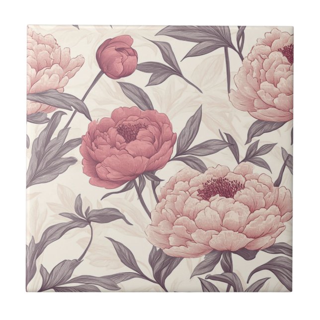 Colourful  Peonies Ceramic Tiles  For Durable Floo (Front)