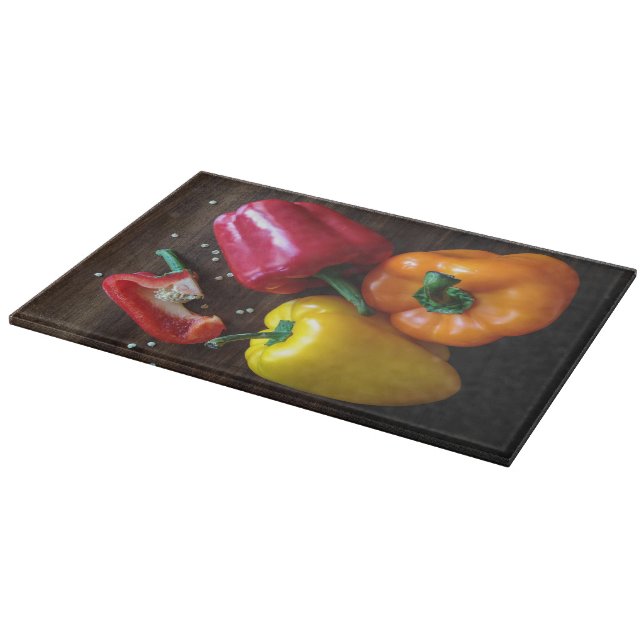 Colourful Peppers chopping board (Corner)