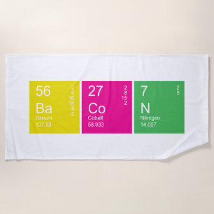 Colourful Periodic Table Bacon Beach Towel