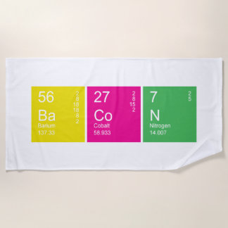 Colourful Periodic Table Bacon Beach Towel
