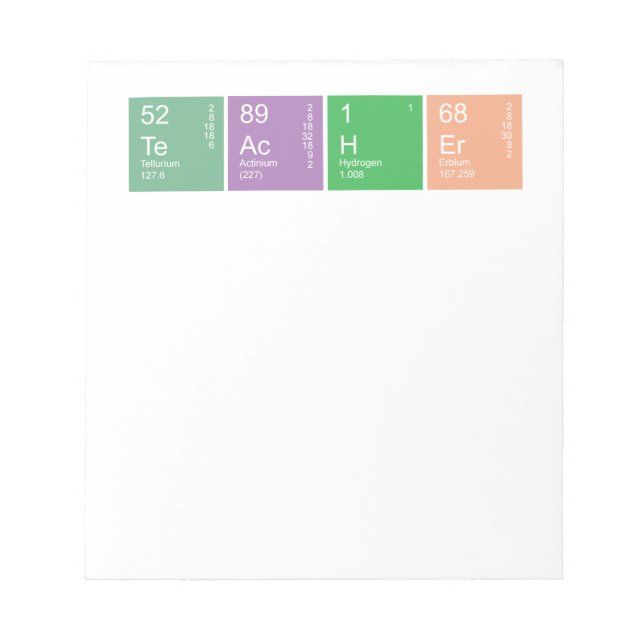 Colourful Periodic Table Science Teacher Notepad (Front)