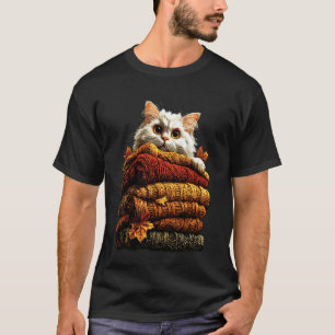 Colourful Persian Cat Resting with Fall Leaves Coz T-Shirt