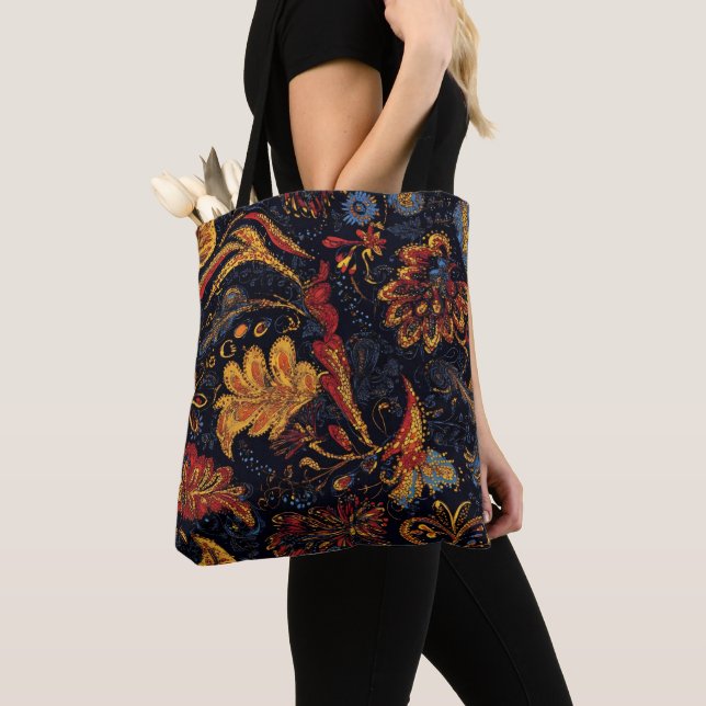 Colourful Persian Floral Pattern Tote Bag (Close Up)