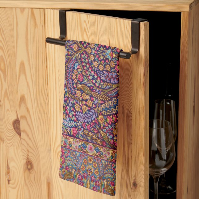 Colourful Persian Rug Pattern Kitchen Towel (Thirds Fold)