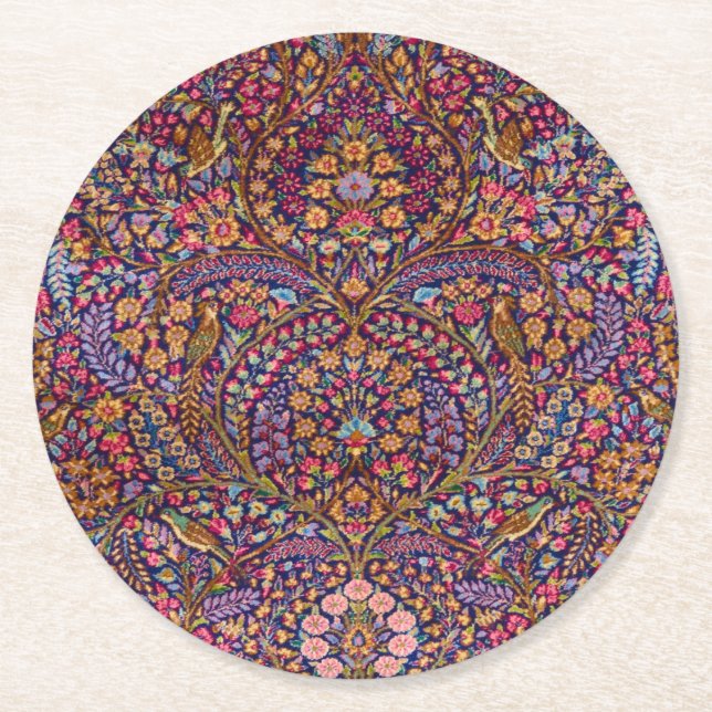 Colourful Persian Rug Pattern Round Paper Coaster (Front)