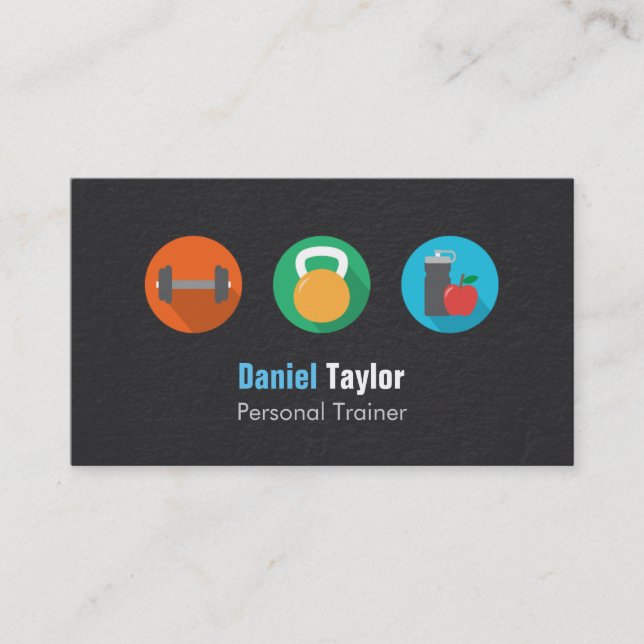 Colourful Personal Fitness Trainer Business Cards (Front)