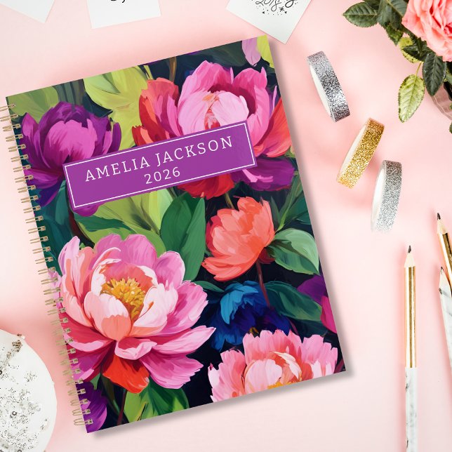 Colourful Personalized 2026 Floral Name Daily  Planner (Creator Uploaded)