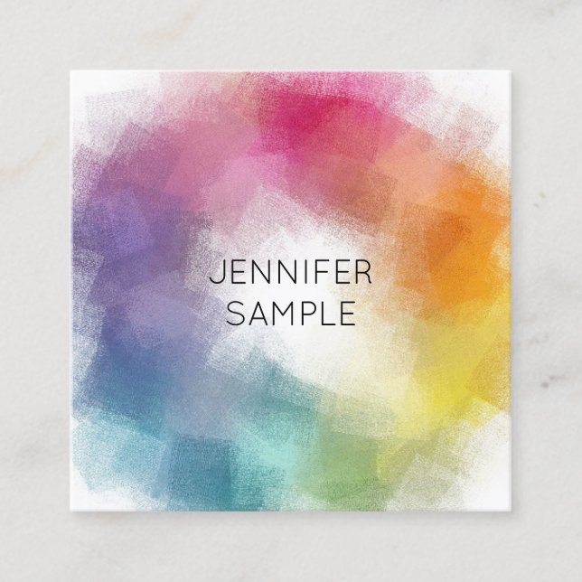 Colourful Personalized Abstract Template Elegant Square Business Card (Front)