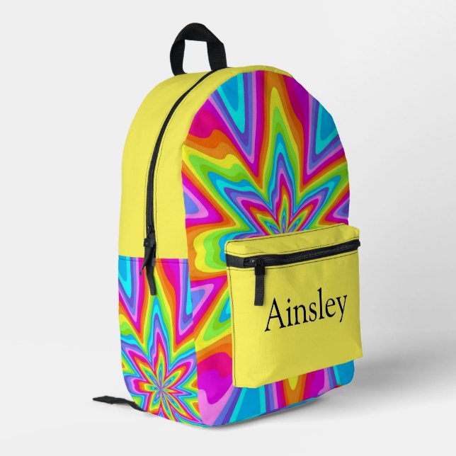 Colourful personalized backpack, kids cute printed backpack (Back Corner Left)