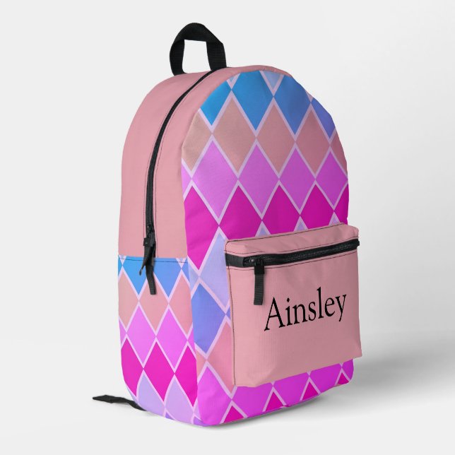 Colourful personalized backpack, kids cute printed backpack (Back Corner Left)