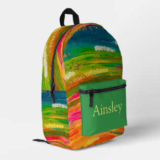 Colourful personalized backpack, kids rainbow printed backpack
