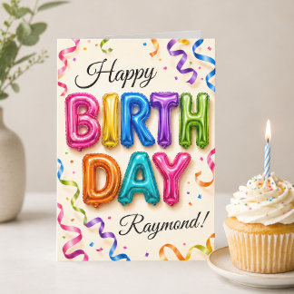 Colourful Personalized Balloon Letter Birthday Car Card