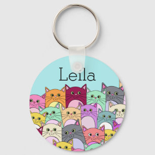 Colourful Personalized Cats Keychain