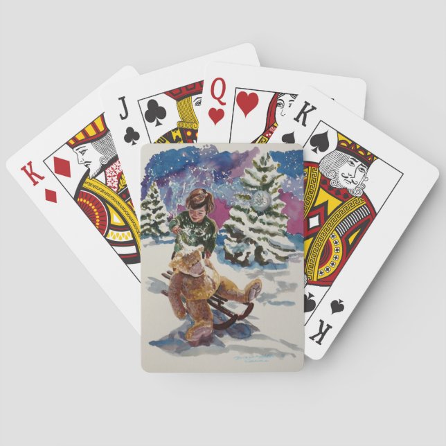 Colourful personalized Christmas playing cards (Back)