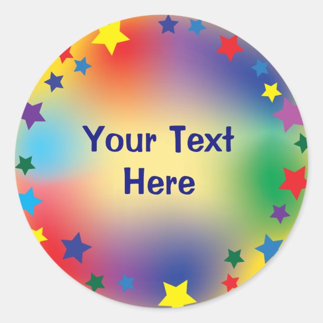 Colourful Personalized Circle of Stars Classic Round Sticker (Front)