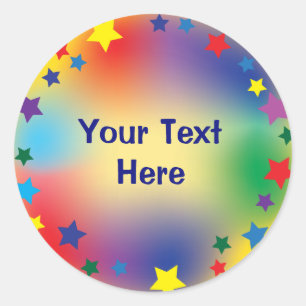 Colourful Personalized Circle of Stars Classic Round Sticker
