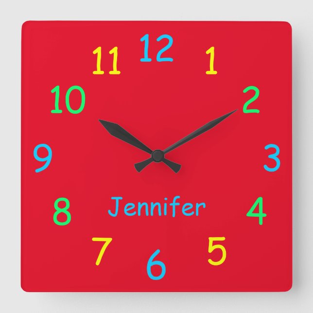 Colourful Personalized Clock Custom Cheery Red (Front)