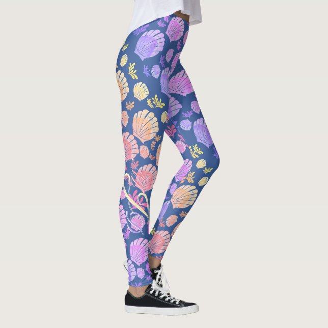 Colourful Personalized Monogram Seashell Pattern Leggings (Right)