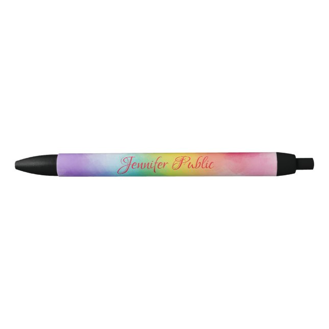 Colourful Personalized Name Script Elegant Templat Black Ink Pen (Front)
