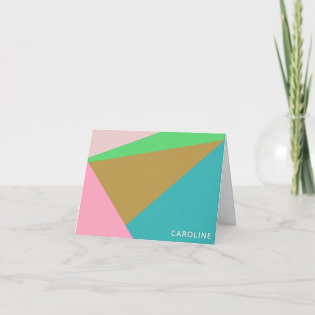 Colourful Personalized Name Stationery Geometric Note Card (Front)