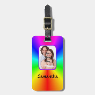 Colourful personalized photo background luggage tag