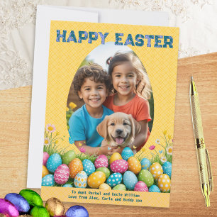 Colourful Personalized Photo Egg Frame Happy Easte Holiday Card