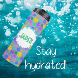 Colourful Personalized Pickleball Pop Art Thermal Tumbler