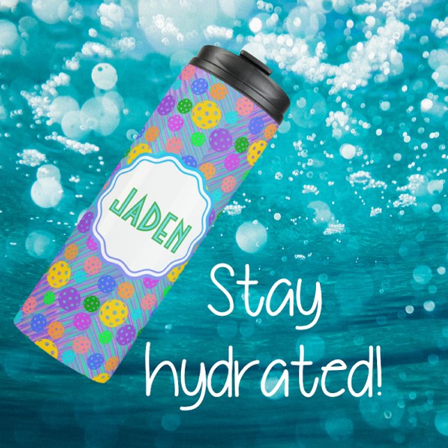 Colourful Personalized Pickleball Pop Art Thermal Tumbler (Creator Uploaded)