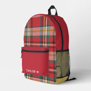 Colourful Personalized Plaid Classic Monogram Printed Backpack